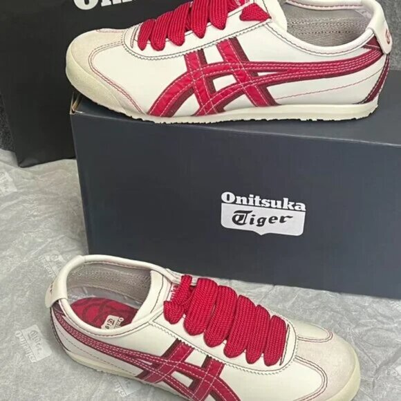Onitsuka Tiger by Asics White and Red Fashion Sneakers - Picture 3 of 7